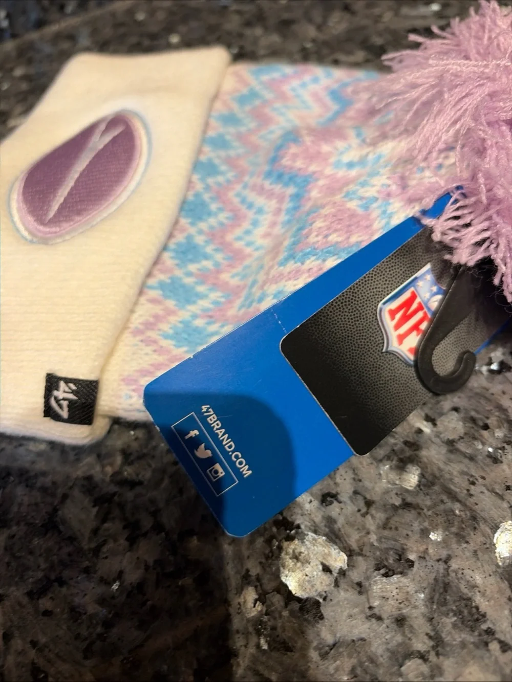 ‘47 NFL New York Jets Youth Girls Beanie Toboggan Winter Hat Cap Purple NWT